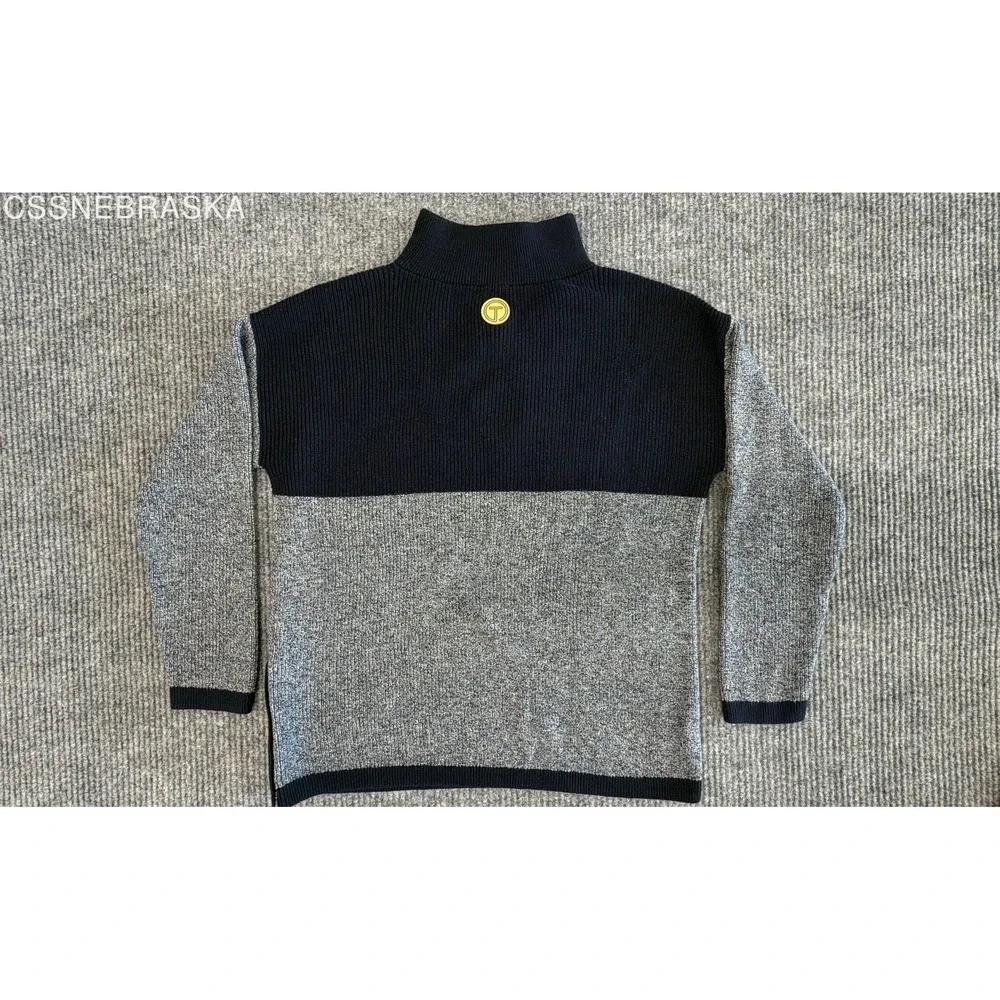 T by Talbots‎ Black/Gray Womens quarter-zip pullover sweater. - Size MP